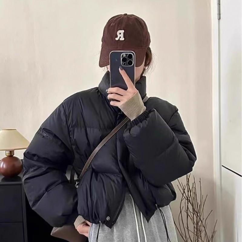 Womens Short Cotton Puffer Jacket Stand Collar Loose Slim Thick Warm Winter Coat Petite Women