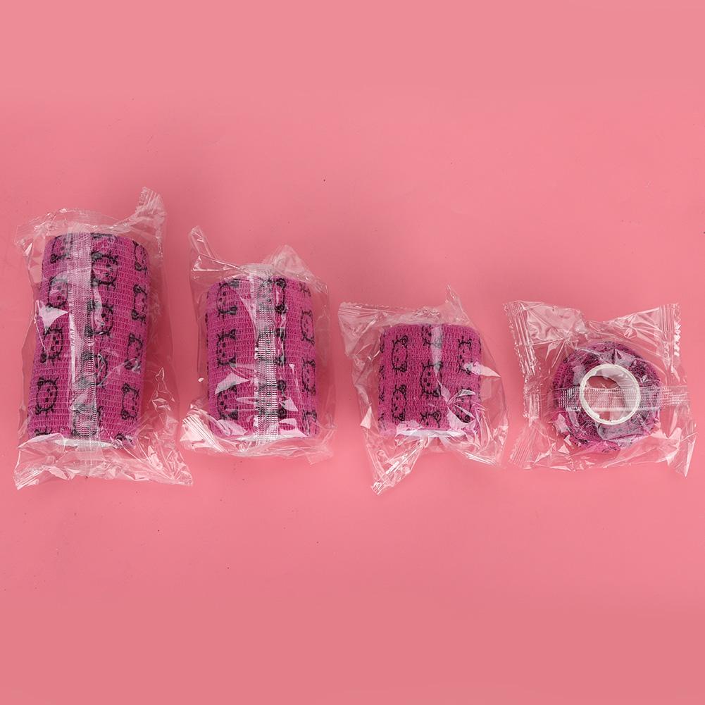 4 шт. Ветеринарный бинт для питомцев Первая помощь Самоклеящаяся дышащая лента Собаки Травма Эластичная обертывающая лента для тела Розово-красный кот