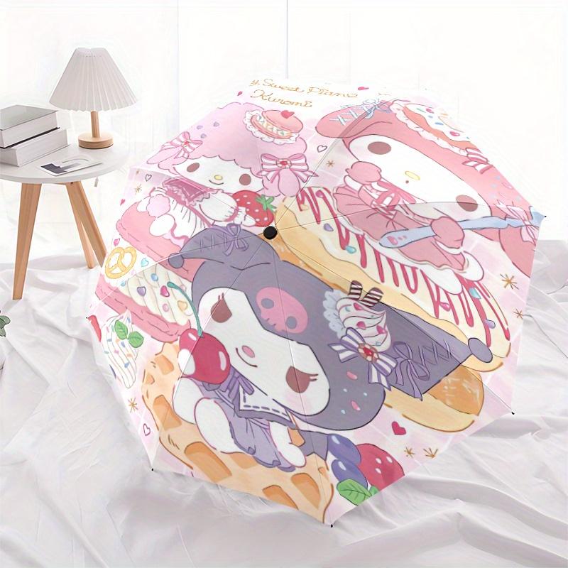 Donut Sanrio Automatic Opening and Closing Cartoon Umbrella - Small Umbrella Suitable for Various Occasions, Portable 3-Fold Small Umbrella for Men an