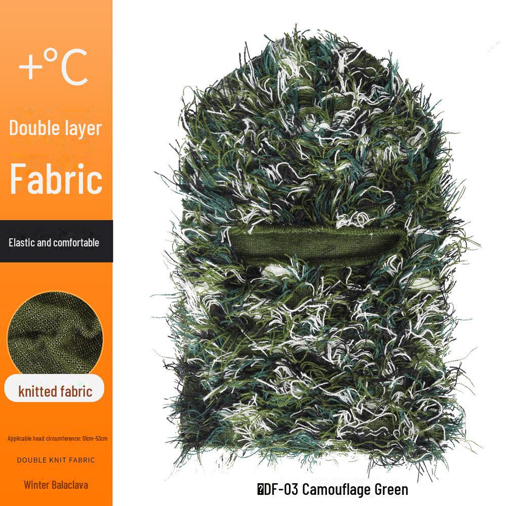 Ruidong Camouflage Woolen Ski Mask Balaclava - Warm Knitted Outdoor Sports Headgear