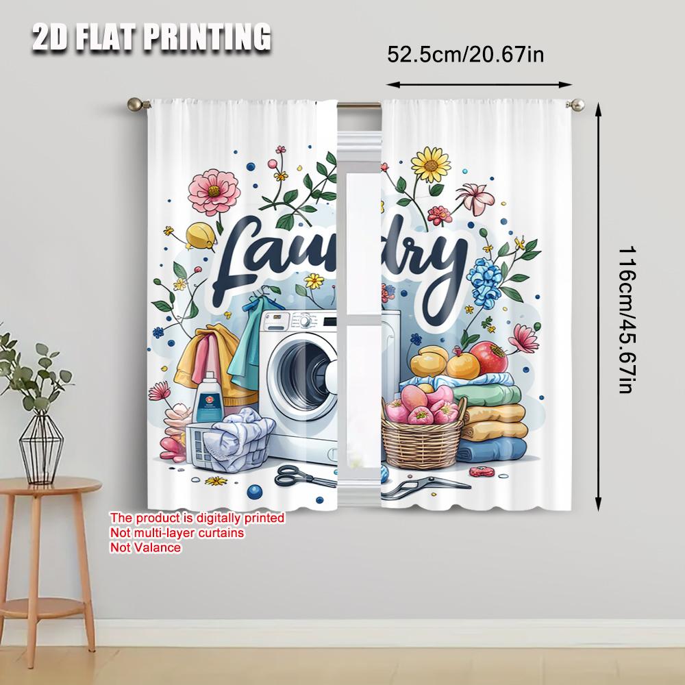 2pcs,2D plane printing Pattern Curtains laundry department Cartoon Design Polyester (without rod) Versatile All Ldeal for