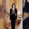 2024 Sequin Waist-Hugging Velvet Dress - Round Neck, Long Sleeve, Elegant Style for Women