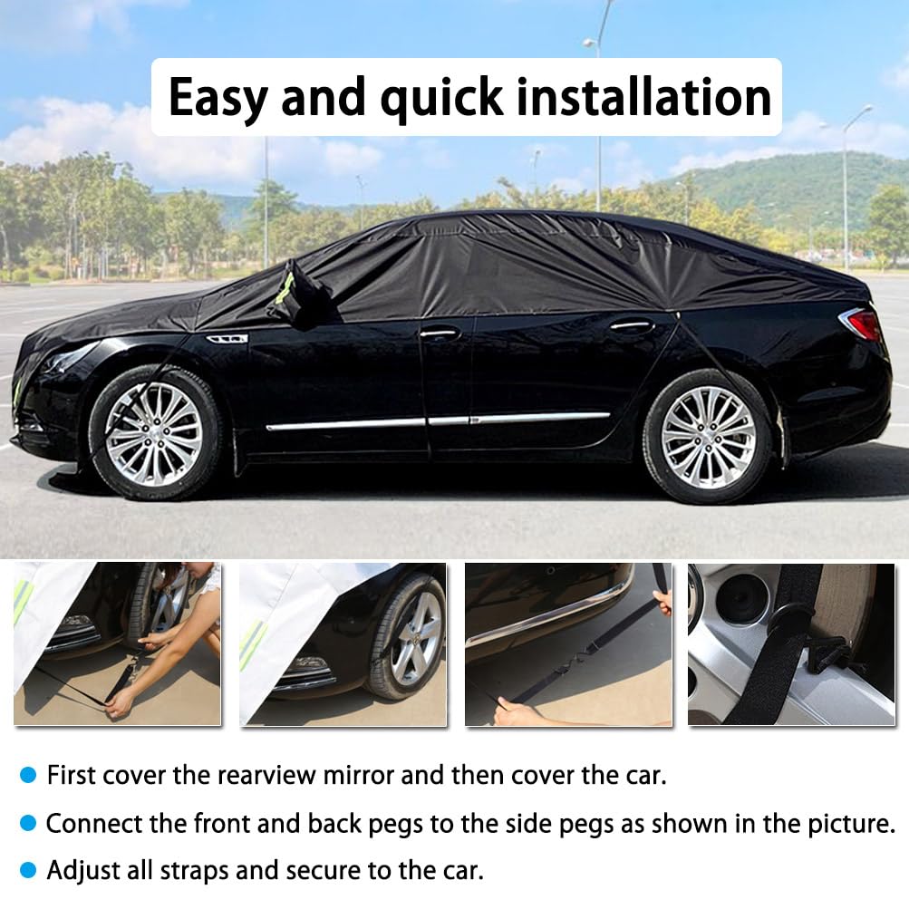 Чехол на половину кузова автомобиля UV 420D Оксфорд Черный, Чехол, Водонепроницаемый, Пыленепроницаемый, Защита, Ткань, (Хэтчбек)