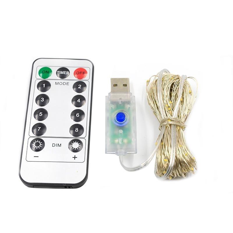 LED Copper Wire String Lights USB Powered 100m Green Wire Starry Fairy Lights for Christmas Tree Party Wedding Garden Decoration Warm White