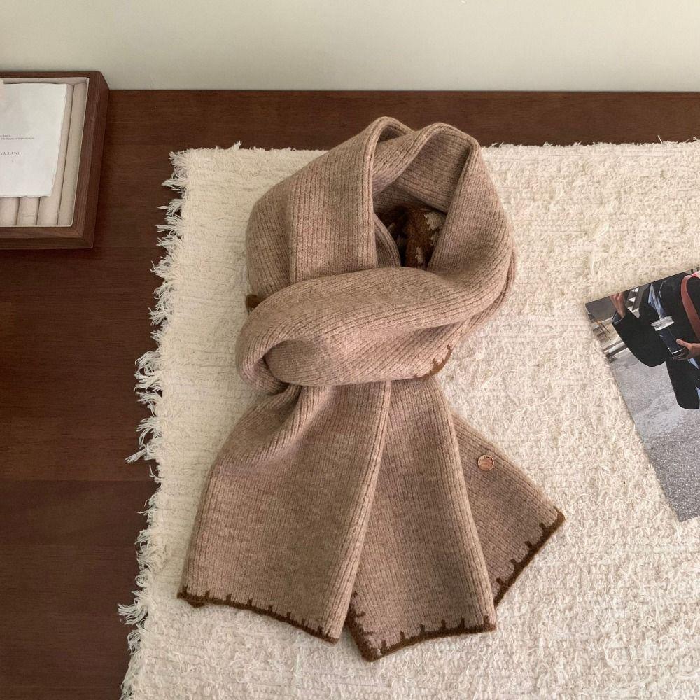 Color Matching Knit Scarf Cold-proof Neck Warmer Luxury Skiing Motorcycle Scarf  Women Men