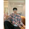 2024 Plaid Long Sleeve Shirt Japanese Hong Kong Style Ins Loose Shirt Boys Summer Trendy Versatile Casual Coat