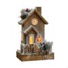 Village House Scene Miniature Christmas Ornament Mini Statue Wood Figurine Glowing Log