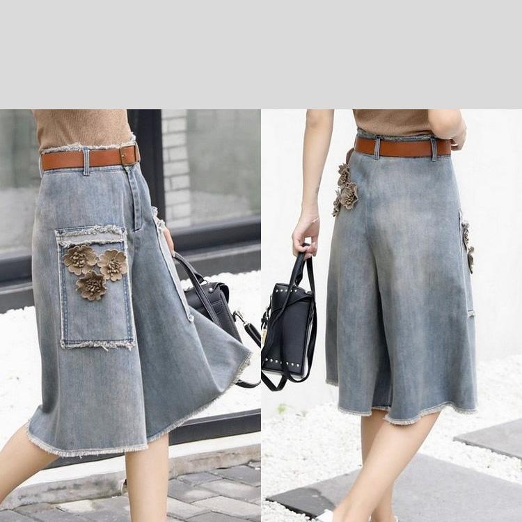 Vintage High Waist Loose Wide Leg Jeans Women's Summer Thin Seven-Point Denim Pants