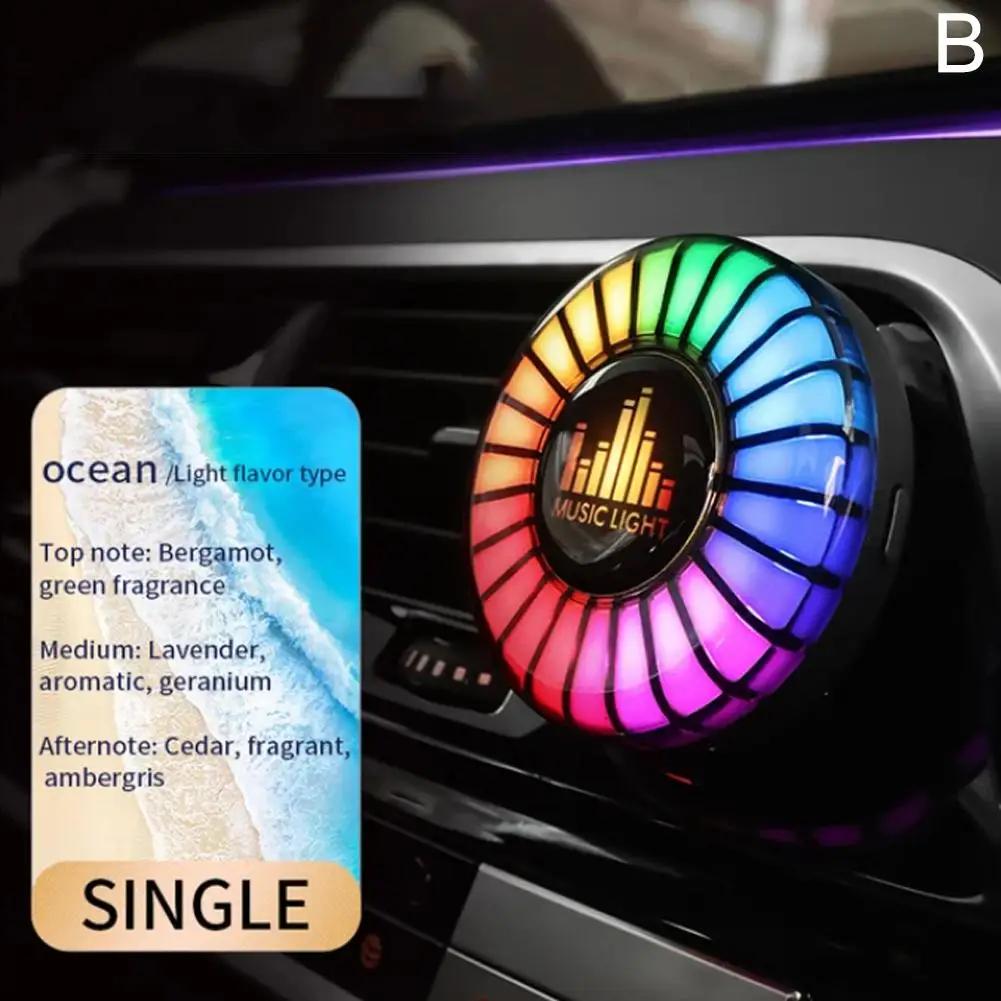 24 светодиодных ламп RGB Sound Control Voice Rhythm Ambient Pickup Lamp для автомобильного диффузора Vent Clip Air Fresheners Fragrance App Con B4x6