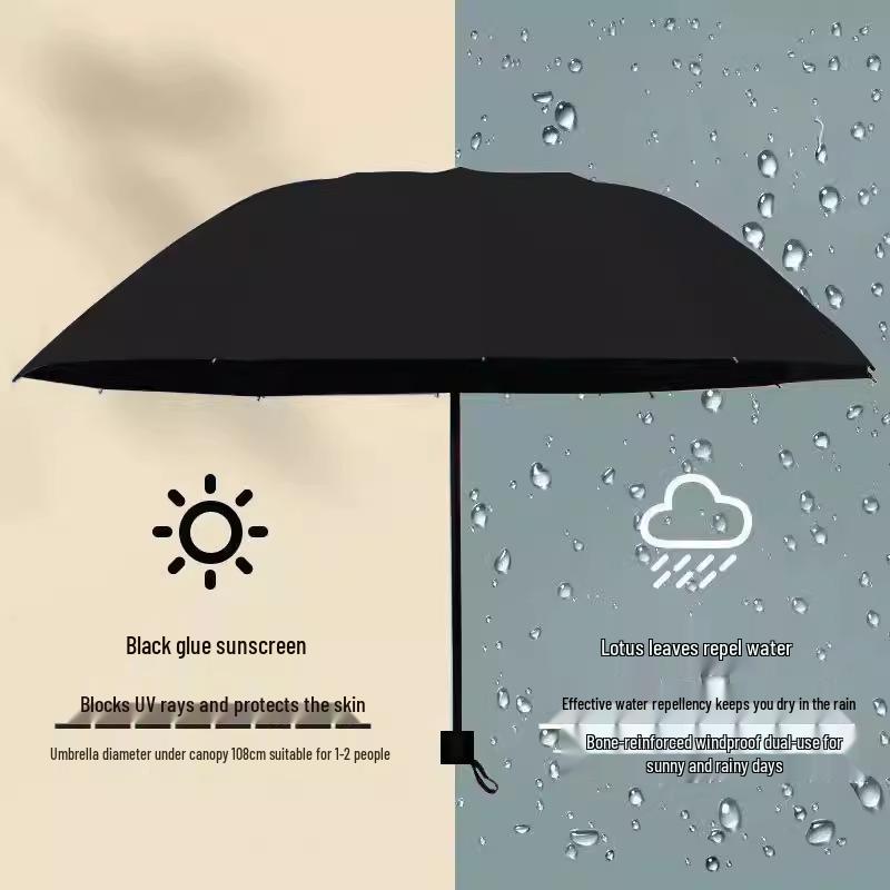 Twelve-Bone Oversized Women's Umbrella: Black UV Protection for Sun & Rain