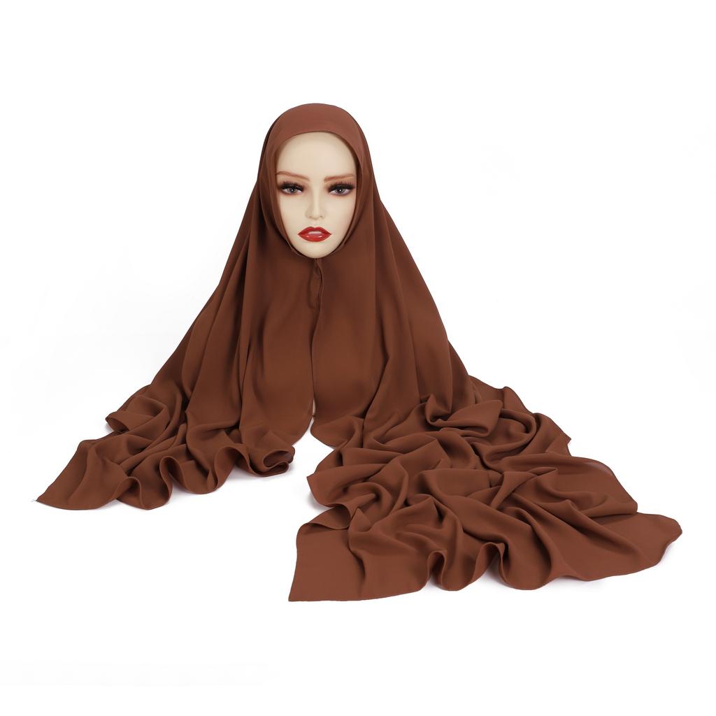 Женский тяжелый шифоновый хиджаб-шарф Премиальный шифон Мусульманские хиджабы Однотонный Хорошая строчка Макси обертывание Однотонный Мусульманский женский шаль