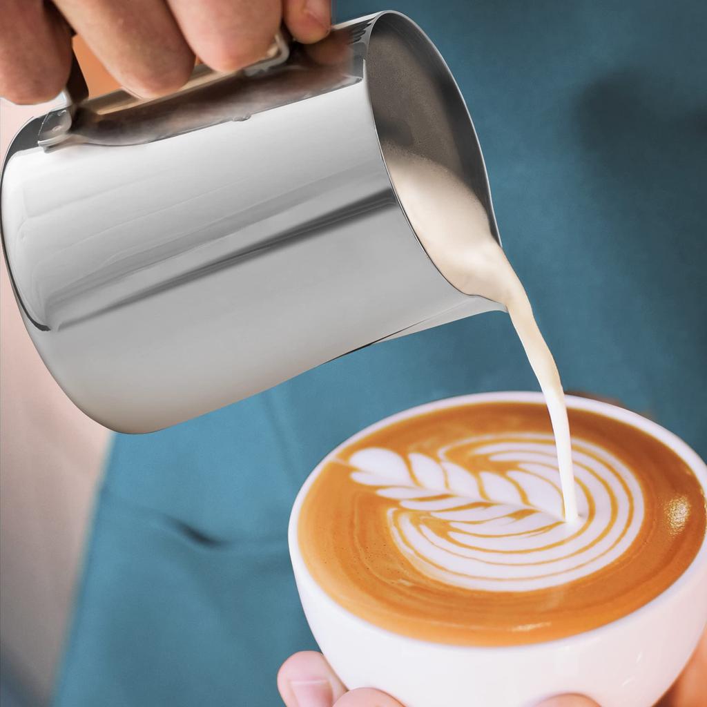 Кувшин для вспенивания молока из нержавеющей стали объемом 350/600 мл, паровая кастрюля с ручкой для латте-арта, аксессуары для кофе и латте