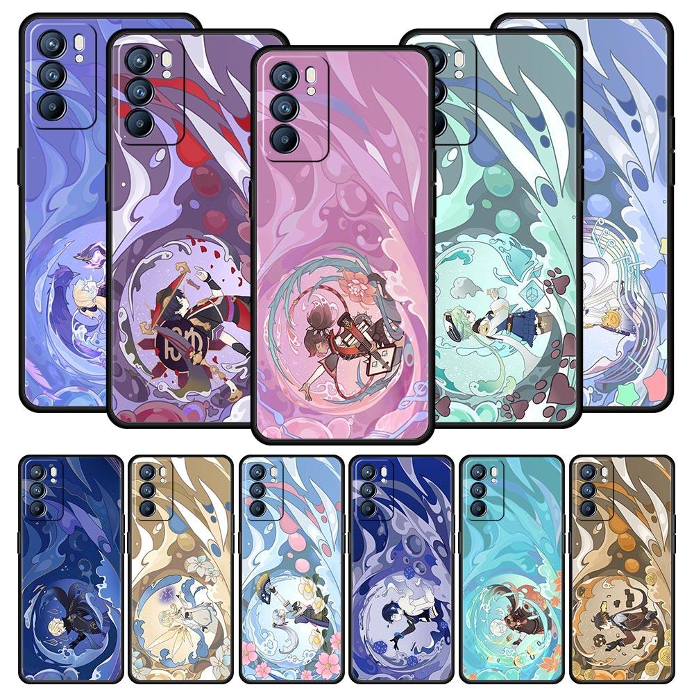 Чехол с логотипом Genshin Impact для Oppo Find X6 Pro X5 A54 A53 A52 A9 2020 A15 A95 A17 A16 A76 A74 A57 Reno7 Reno6 Pro Plus 5G Cover