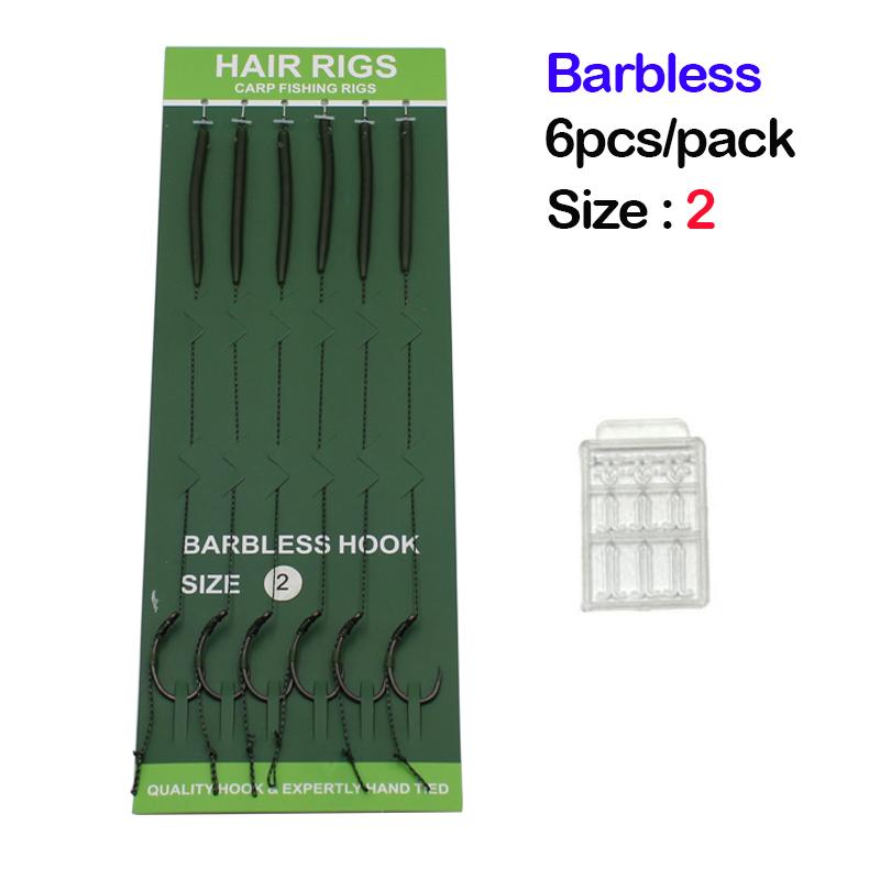 6 шт. рыболовная оснастка для ловли карпа, рыболовный крючок с зазубринами/без зазубрин, с защитой от запутывания лески, поворотный механизм QC, размер 2/4/6/8 для рыболовных снастей