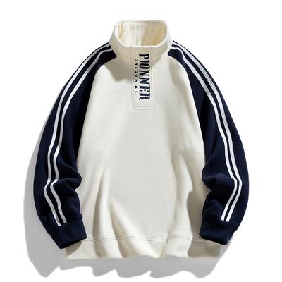 Мужская толстовка с воротником-стойкой на весну и осень, свободный мужской свитер с цветными блоками