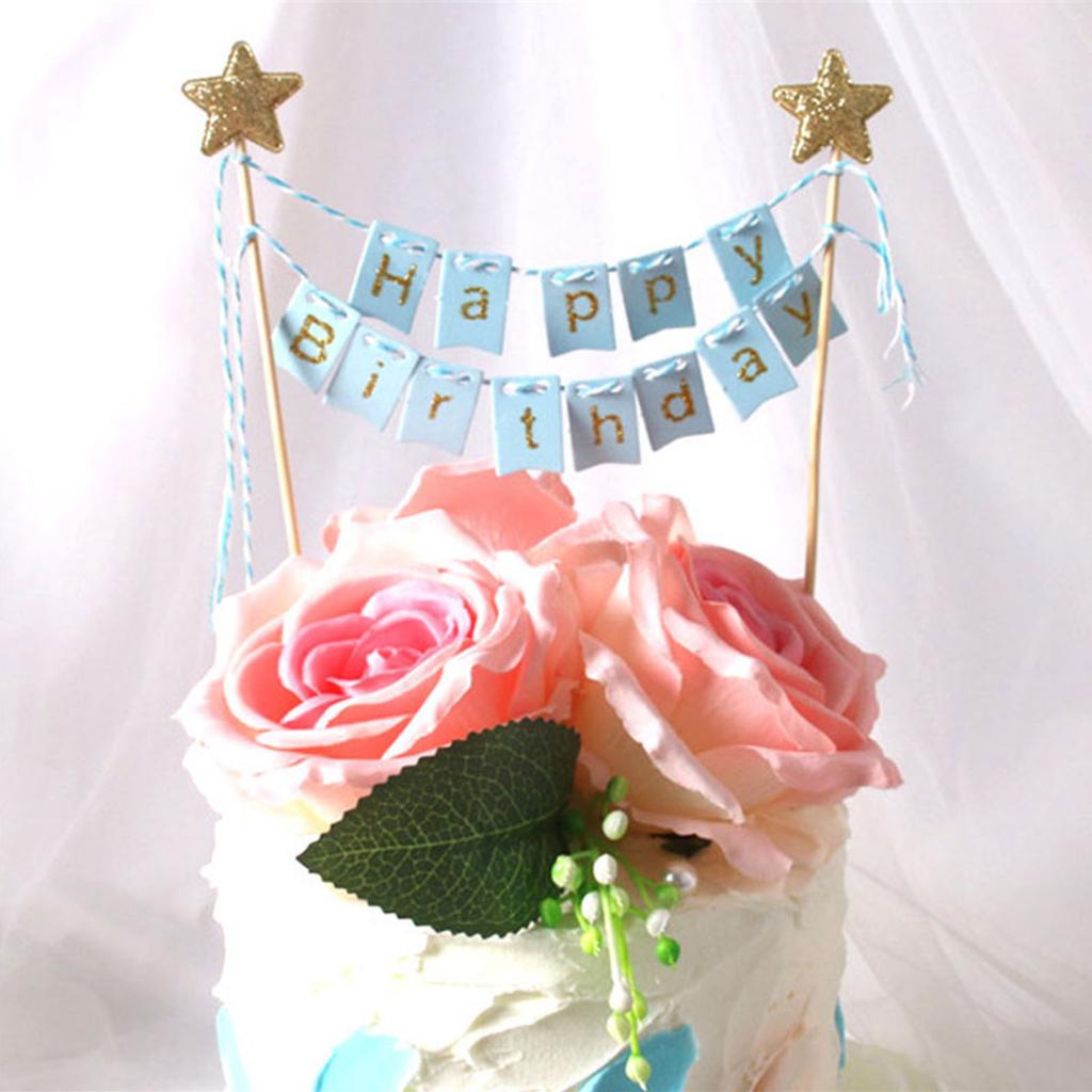 10 наборов украшений для торта «С Днем Рождения», персонализированные флажки, золотые звездные флаги, баннеры для празднования вечеринки