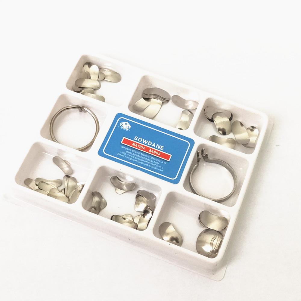 100Pcs Dental Matrix Sectional Contoured Matrices Silicone Add-On Wedges Metal Rings Set for Teeth Replacement Dentsit Tools
