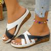 Women's Sandals Mix Color Wedges Heeled Sandals Women Summer Shoes 2025 Summer Sandals With Heels Slippers Summer Footwear
