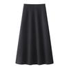 Women's Dark Gray Wool Blend High-Waist Ruffle A-Line Midi Skirt - 2024 Autumn/Winter Collection