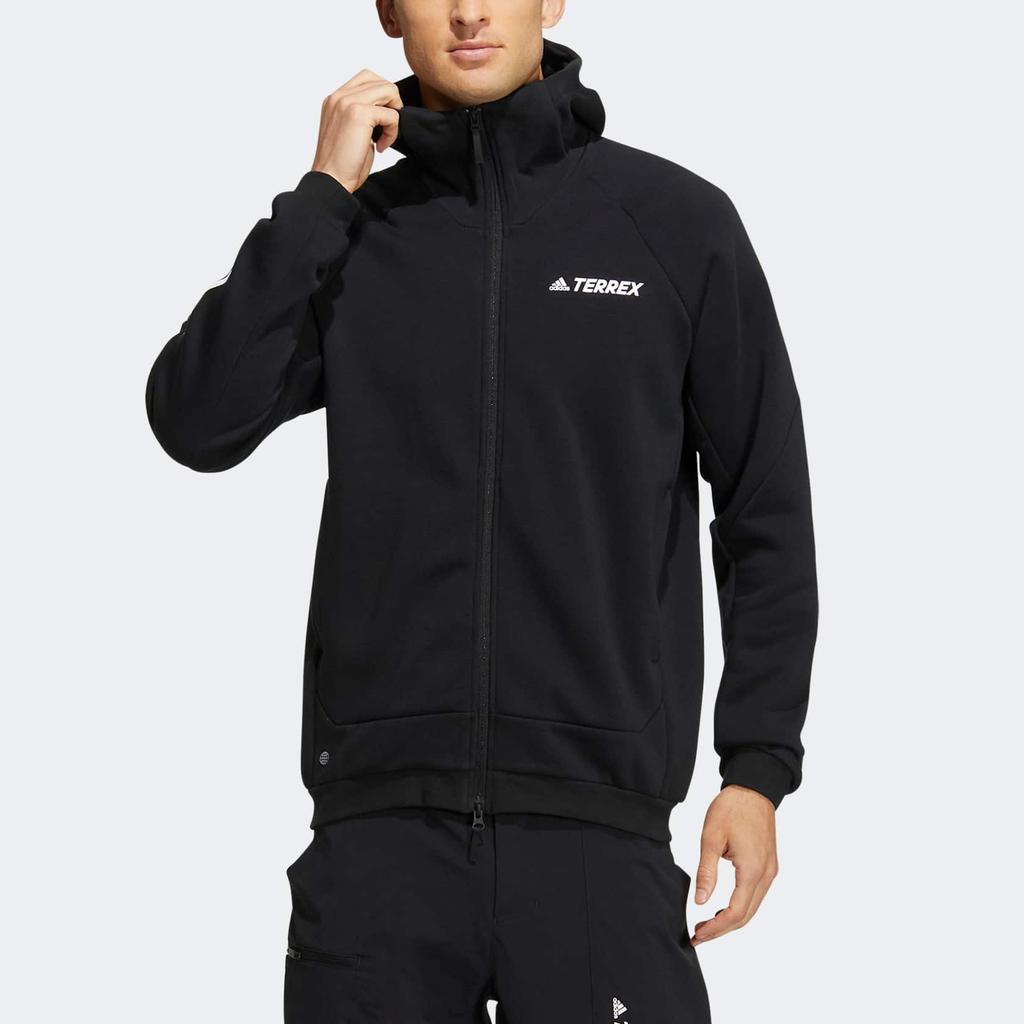 Adidas Куртка Terrex Knit Fz Hd с принтом логотипа, куртки унисекс, черные HM9712