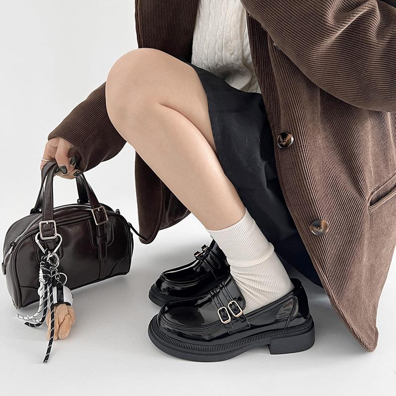 Retro Versatile British Style Platform Small Leather Shoes Women's Autumn and Winter 2025 New Brown Heightening French Mary Jane Single Shoes