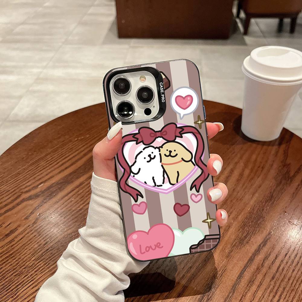 Мальтийская милая щенячья линия Для IPhone 17 16 15 14 13 12 11 Pro Max Plus Матовый цвет Задняя крышка телефона