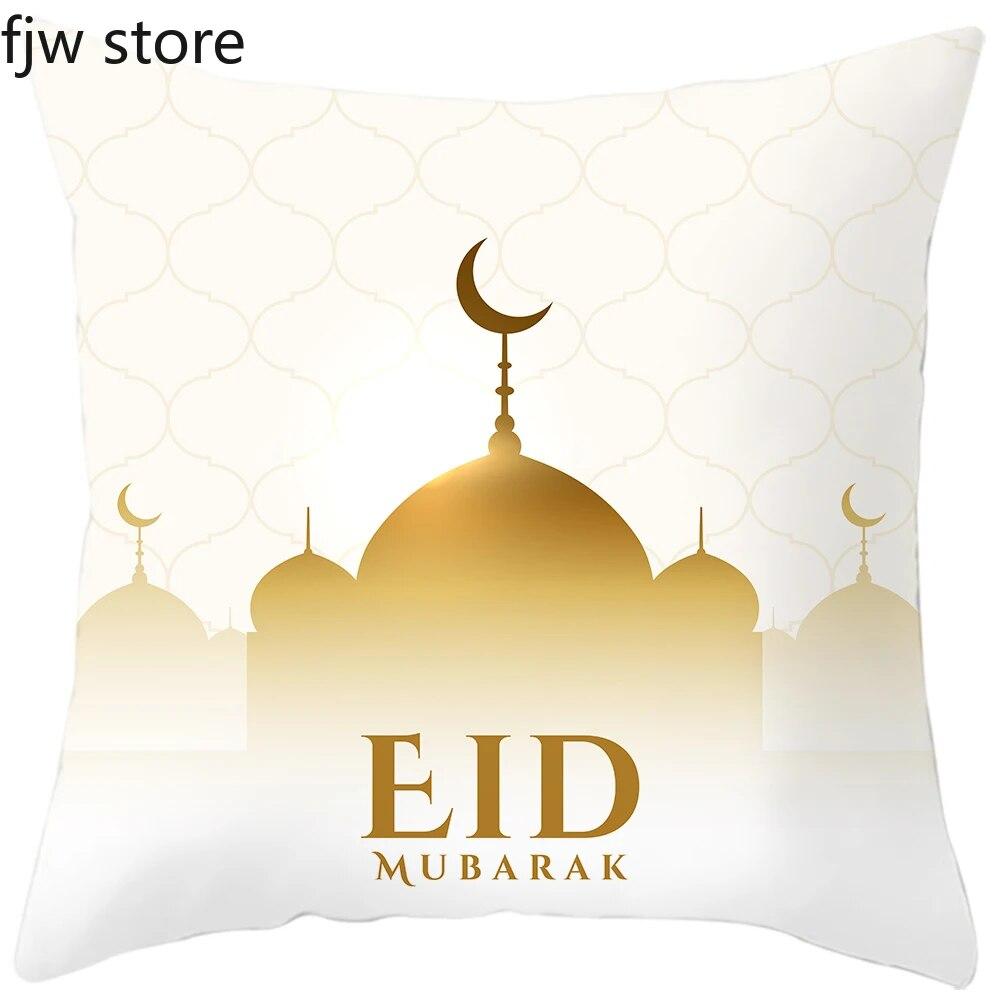 2024 Eid Mubarak Home Decor Pillowcase Sofa Cushion Cover Islamic Mosque Muslim Decorative Pillowcase Ramadhan Gift