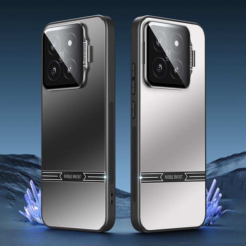 Phone Case for Xiaomi 14 Pro Matte PC+TPU Cover with Lens Frame Kickstand