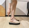 Fashion Buckles Ladies Shoes Beige Wedge with Platform Waterproof Summer 2024 Footwear Wedges Heel Sandals for Women Vintage Luxury H