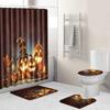 Halloween Shower Curtain Floor Mat Combination Four-Piece Household Door Mat Bedroom Non-Slip Carpet