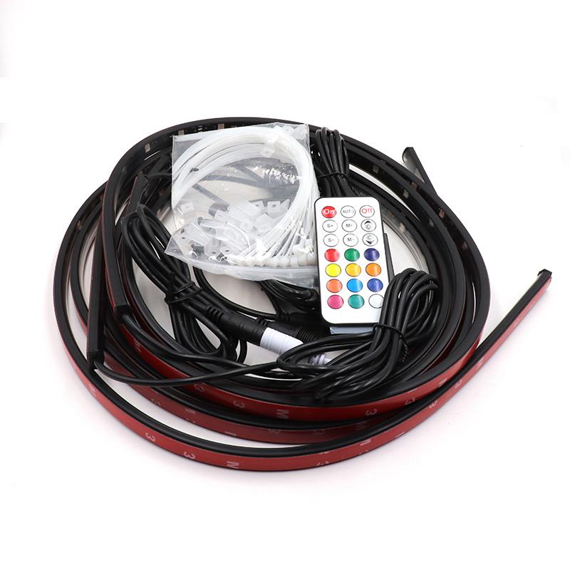 RGB LED Strip Music Remote Control Streamer Flowing Under Car Tube Underglow Underbody System Neon Light