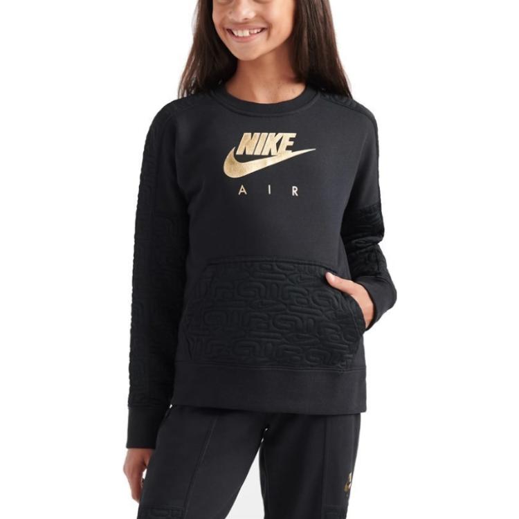 Nike Детская толстовка SS23 с принтом, длинный рукав, детская толстовка, черная BV2703-010