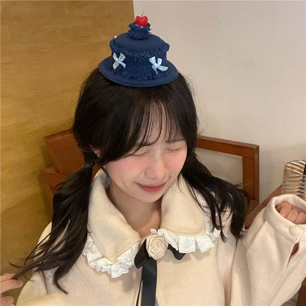 Korean Style Birthday Cake Hairpins Hat Sweet Cherry Top Hat Hair Clip Photography