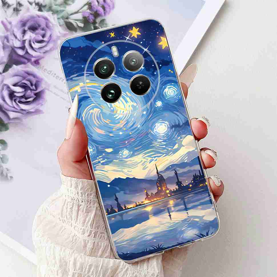 Для Realme 12 Pro RMX3842 6.7" Летний Лотос Милый Кот Мягкий Силиконовый ТПУ Чехол Для Realme 12Pro+ 12Pro Plus RMX3840 Защитный Бампер