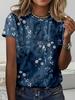 Женская футболка с коротким рукавом и круглым вырезом с цветочным принтом для весны и лета