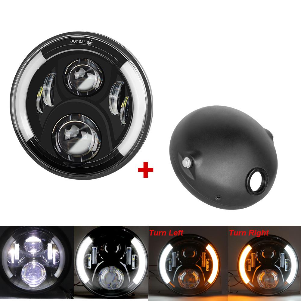 Универсальная 7,5-дюймовая круглая фара для кафе-рейсера, боббера, Honda 7-дюймовая светодиодная мотоциклетная фара