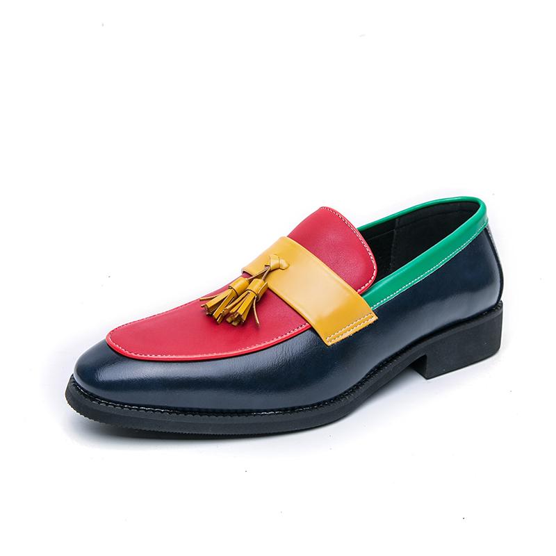 Fashion Fashion Color Block Casual Shoes Leather Men Classic Tassel Loafers Shoes Moccasins Brand Men Comfortable Business Affairs Shoes