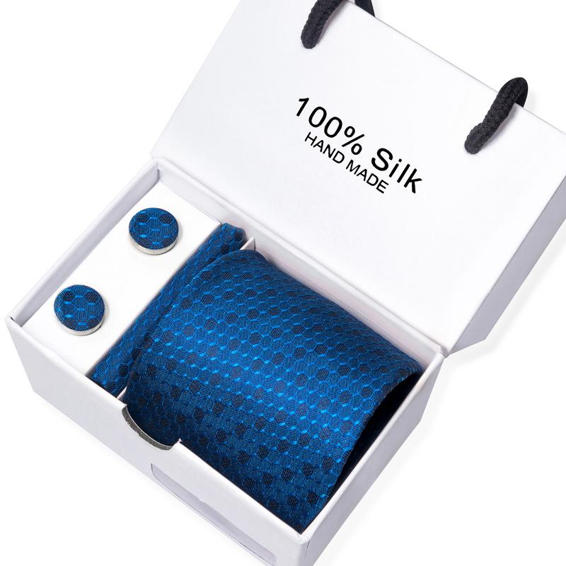 Мужской деловой галстук, квадратный шарф, подарочная коробка, полосатый простой костюм, рубашка, галстук, черный подарочный набор в коробке