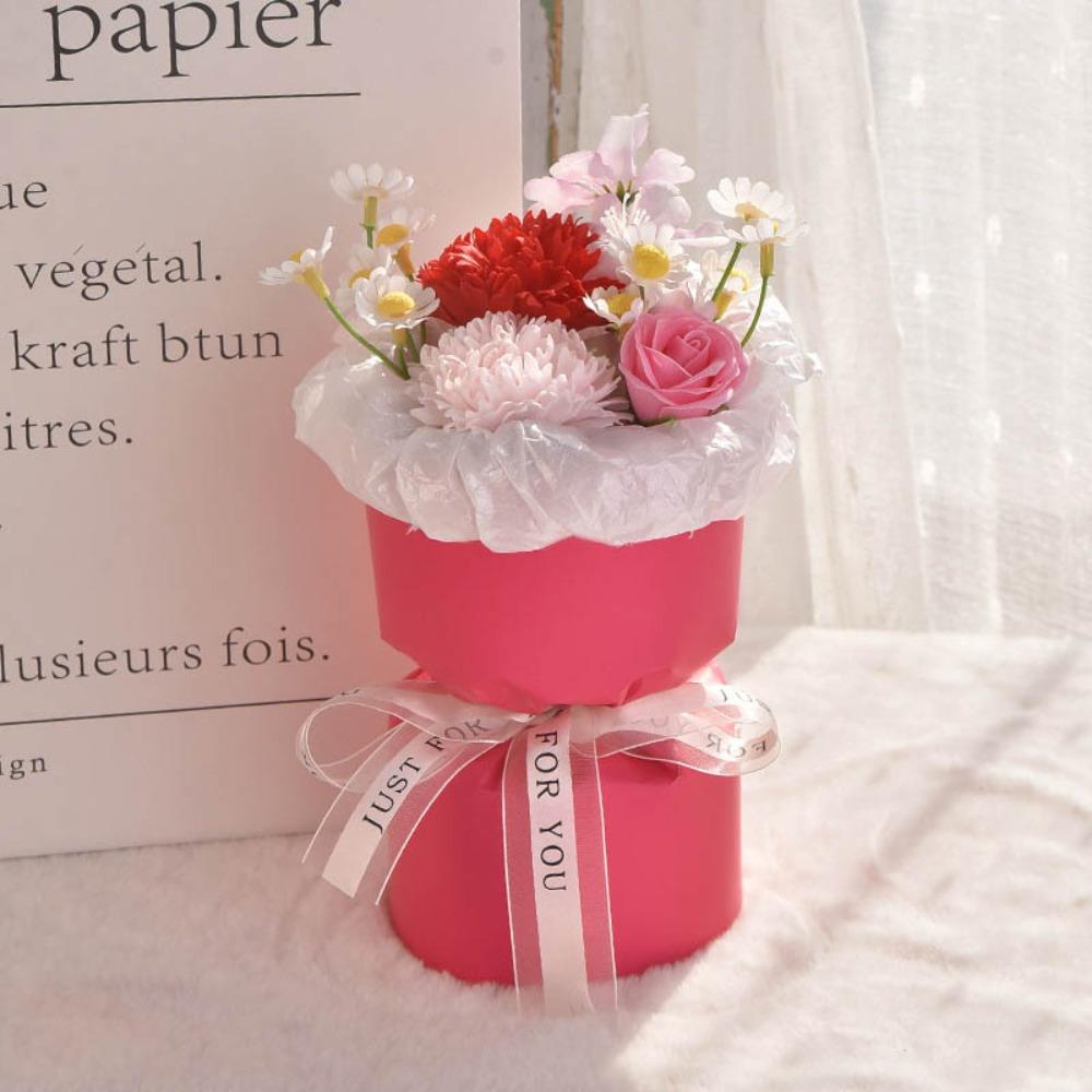 Carnation Rose Bouquet Artificial Hand Holding Soap Flower Decoration Fake Flower  Valentine Day