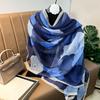 180*135cm Summer Silk Scarf Women Outdoor Shawl Bandanna Foulard Female Beach Fashion Luxury Oversized Shawl Head Hijab Wrap