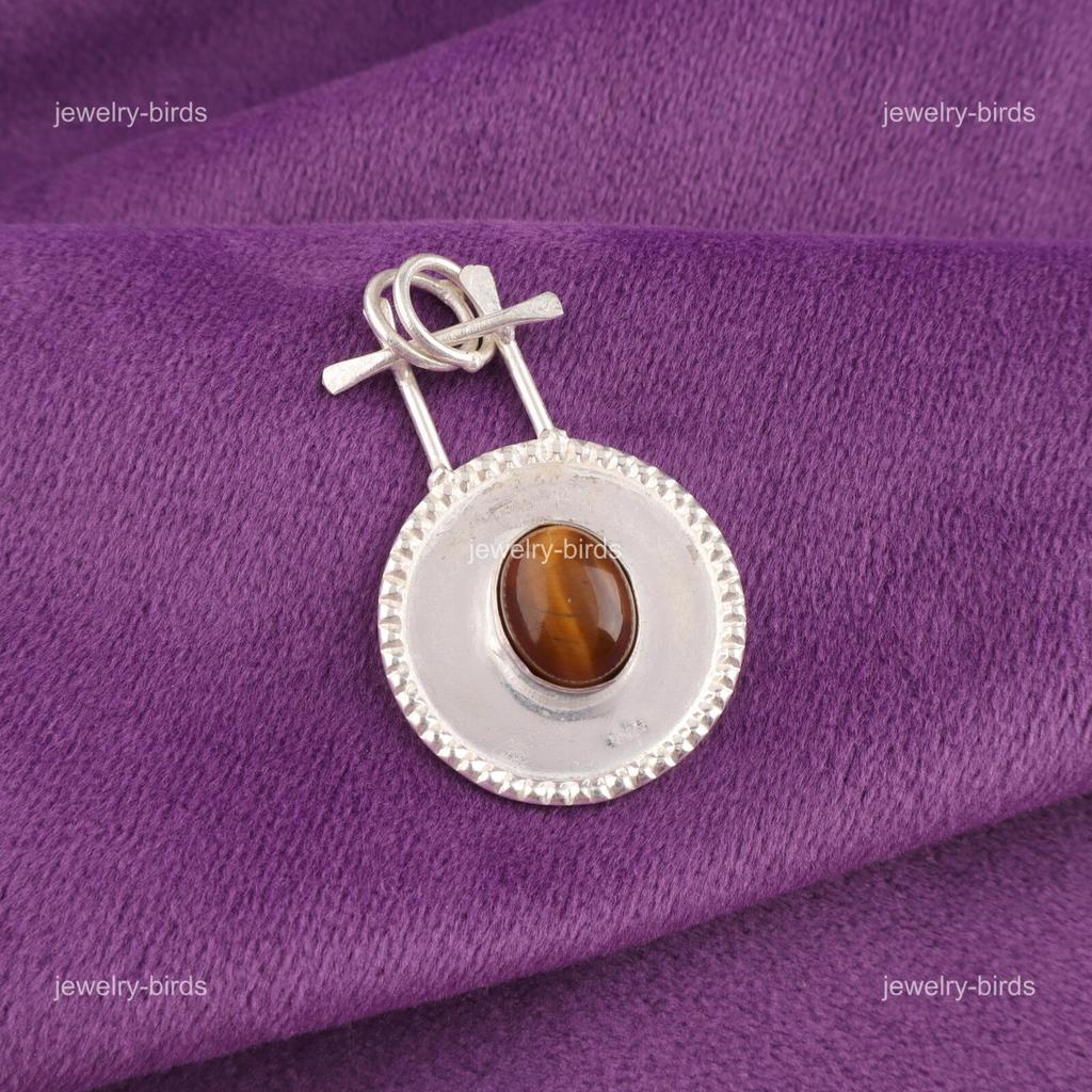 Natural Yellow Tiger Eye 925 Sterling Silver Mothers Gift Anniversary Pendant PP-57-26