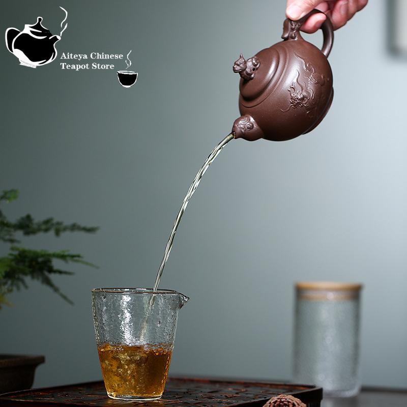 Исин ручной работы фиолетовый глиняный горшок оригинальный мой фиолетовый глиняный горшок Kylin питьевой пуэр домашний чайник кунг-фу чайник 340 мл