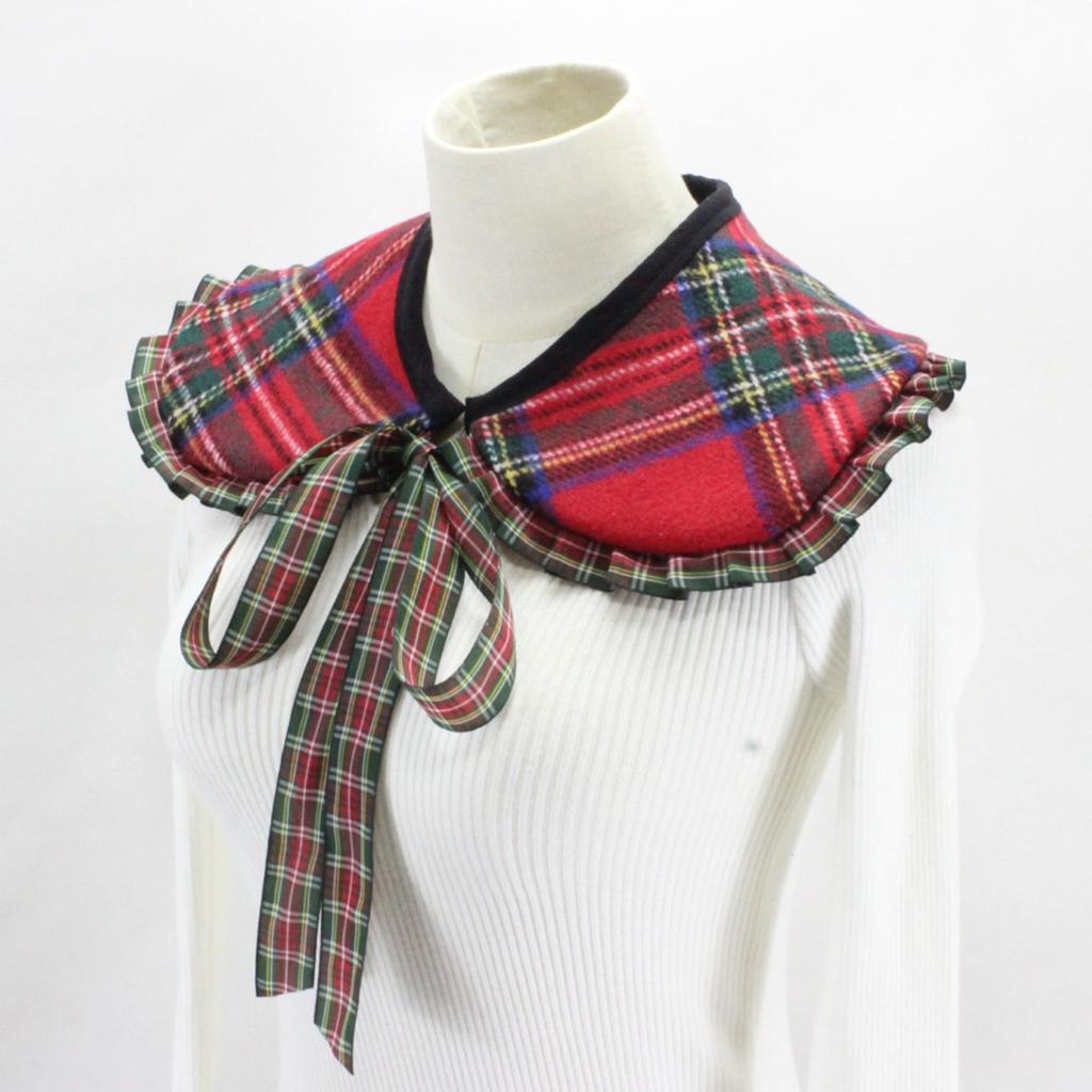 Рождественский Шотландский Клетчатый Декоративный Воротник Свитера из Шерстяной Смеси Декоративный Воротник Праздничный Универсальный Аксессуар