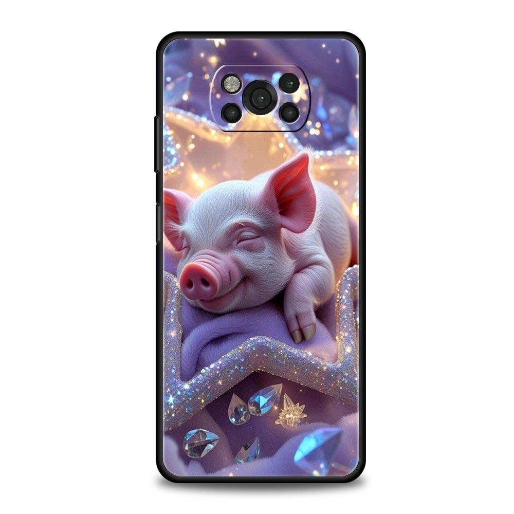 Милый Чехол-Бампер Свинка для Xiaomi Poco F7 Ultra F6 F5 F4 F3 X6 X5 X4 X3 NFC C51 C55 M4 GT 5G Мягкий TPU Чехол Fundas Capas Сумка