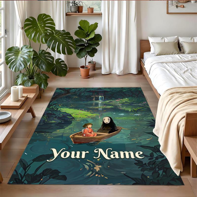 Crystal Velvet Rug Custom Name Text, Soft Non Slip Floor Mat Home DecorSpirited Away
