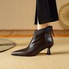 Мода 2024 Новые осенне-зимние женские ботинки Натуральная кожа Короткие ботинки для женщин Модные туфли с острым носком Современные ботинки челси