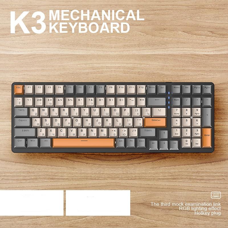 Механическая клавиатура K3, 100 клавиш, игровые клавиатуры для геймеров, игровые клавиатуры с RGB-подсветкой, проводные клавиатуры USB Type-C для настольных ПК