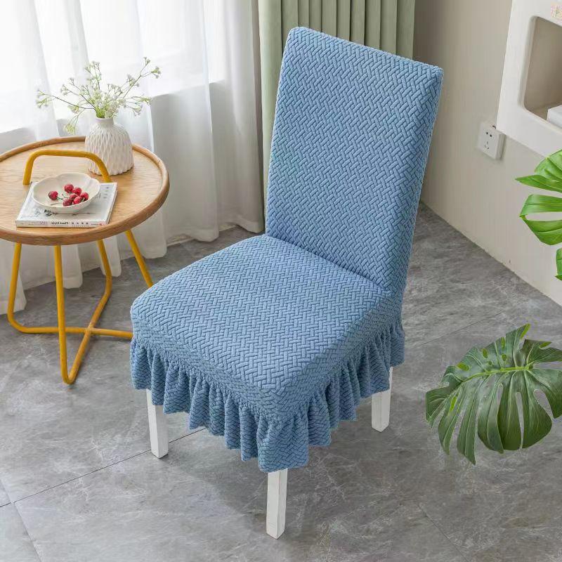T-shaped Jacquard Skirt Hem Chair Cover Hotel Banquet Chair Cover Chair Back Exquisite Wedding Seat Cover Festive