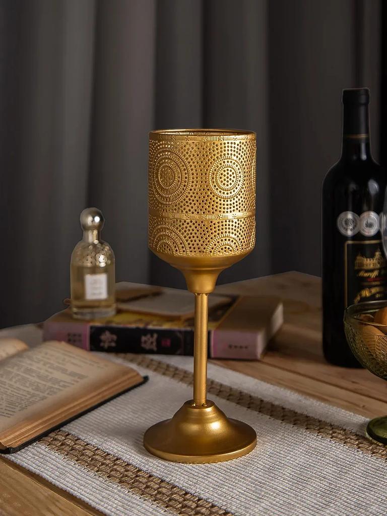 1 шт. Европейский стиль металлический подсвечник ювелирные изделия ручной работы полый узорчатый золотой подсвечник подсвечник для ужина