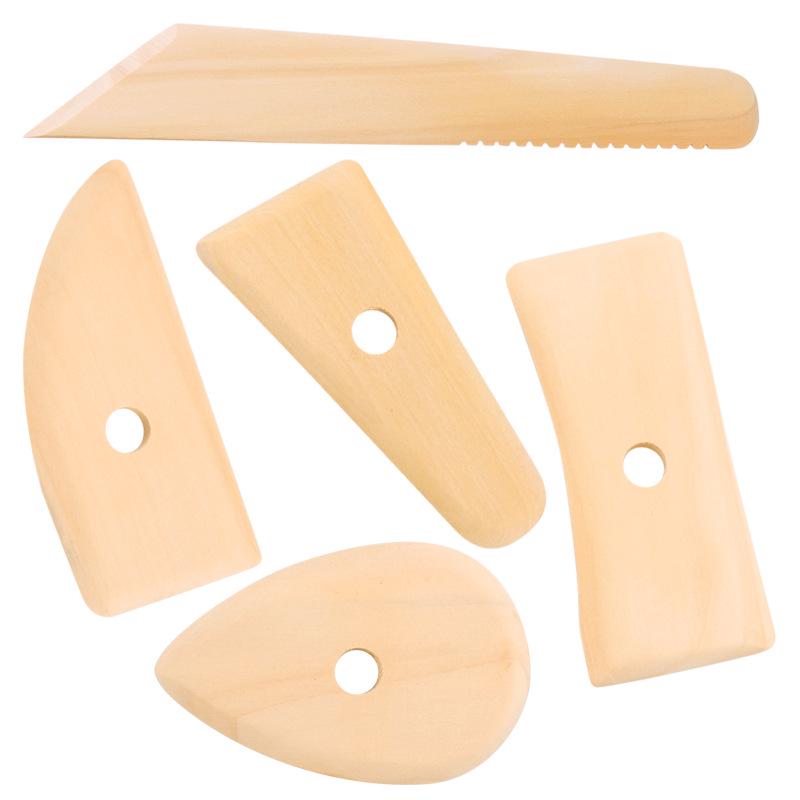 5-Piece Wooden Ceramic & Polymer Clay Sculpture Tool Set